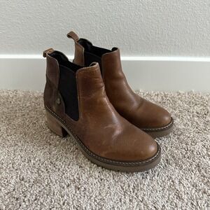 Bull Boxer Jessy 2 Boots Womens 6.5/7 Brown Leather Pull On Chelsea Y2K Chunky